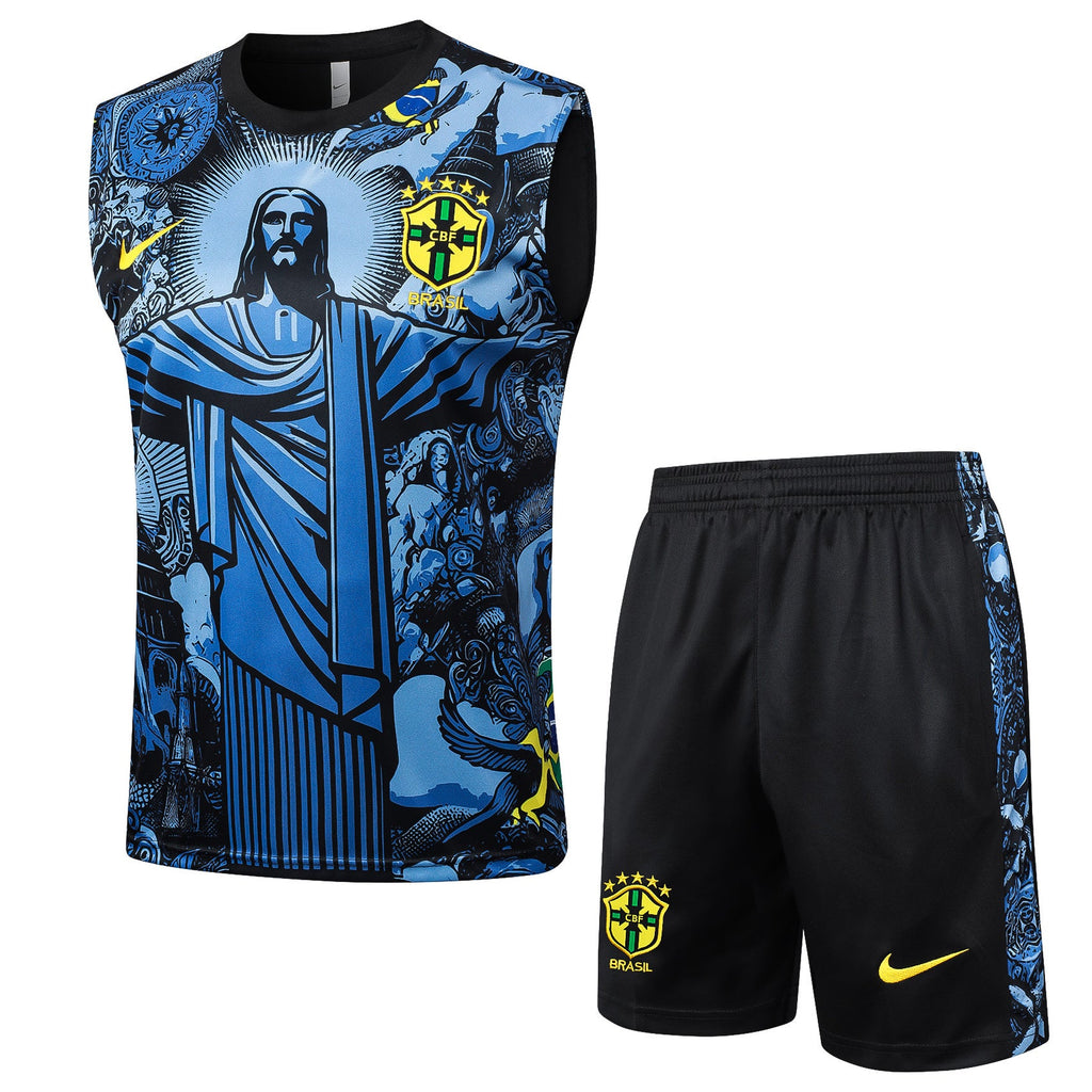 Brazil Jesus Blue Tank Top Set
